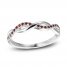 Garnet Dainty Criss Cross Ring Sterling Silver