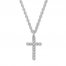 Diamond Cross Necklace 1/4 ct tw Round-cut 10K White Gold