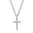 Diamond Cross Necklace 1/4 ct tw Round-cut 10K White Gold