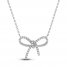 Diamond Bow Necklace 1/5 ct tw Round-cut 10K White Gold 18"