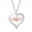 Diamond Mom Heart Necklace Sterling Silver/10K Rose Gold