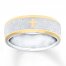 Men's Cross Wedding Band Stainless Steel/Yellow Ion-Plating 7mm