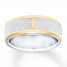 Men's Cross Wedding Band Stainless Steel/Yellow Ion-Plating 7mm