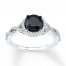 Black Diamond Ring 1-1/5 ct tw Round-cut 10K White Gold