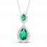 Lab-Created Emerald & White Lab-Created Sapphire Necklace Sterling Silver 18"