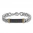 Men's Black Diamond ID Bracelet 1 ct tw Round-cut 10K Two-Tone Gold 8.7"
