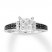Black & White Diamond Engagement Ring 1 ct tw 14K White Gold