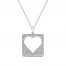 Diamond Heart Cutout Necklace 3/8 ct tw Round-cut 10K White Gold 18"