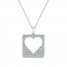 Diamond Heart Cutout Necklace 3/8 ct tw Round-cut 10K White Gold 18"