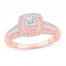 Diamond Engagement Ring 1/2 ct tw Round/Baguette 10K Rose Gold