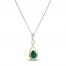 Diamond Necklace Lab-Created Emerald Sterling Silver/10K Gold