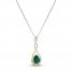 Diamond Necklace Lab-Created Emerald Sterling Silver/10K Gold