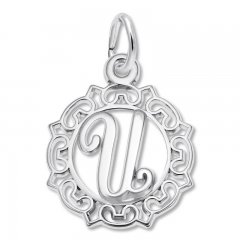 Letter U Charm Sterling Silver