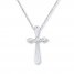 Diamond Cross Necklace 1/6 ct tw Round-cut 10K White Gold