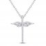 Diamond Angel Wing Cross Necklace 1/10 ct tw Sterling Silver