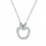 Diamond Apple Necklace 1/8 ct tw Round-cut 10K White Gold