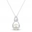 Cultured Pearl & White Topaz Raindrop Necklace Sterling Silver 18"