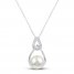 Cultured Pearl & White Topaz Raindrop Necklace Sterling Silver 18"