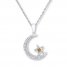 Star and Moon Necklace 1/20 ct tw Diamonds Sterling Silver