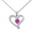 Heart Necklace Lab-Created Sapphires Sterling Silver