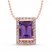 Amethyst & White Topaz Necklace 10K Rose Gold 15"-18" Adj.