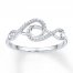 Double Infinity Ring 1/10 ct tw Diamonds 10K White Gold