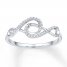 Double Infinity Ring 1/10 ct tw Diamonds 10K White Gold