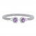 Amethyst/White Topaz Popcorn Mesh Cuff Bracelet Sterling Silver