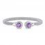 Amethyst/White Topaz Popcorn Mesh Cuff Bracelet Sterling Silver