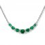 Lab-Created Emerald 1/8 ct tw Diamonds Sterling Silver Necklace