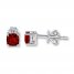 Lab-Created Rubies Cushion-cut Earrings Sterling Silver