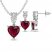 Lab-Created Ruby & White Lab-Created Sapphire Heart Boxed Set Sterling Silver