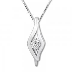 Diamond Necklace 1/20 Carat Round-cut Sterling Silver