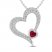 Lab-Created Ruby & Lab-Created White Sapphire Heart Necklace Sterling Silver 18"