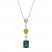 Vibrant Shades Lab-Created Emerald, Peridot, Green Quartz, White Lab-Created Sapphire Necklace Sterling Silver 18"