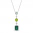 Vibrant Shades Lab-Created Emerald, Peridot, Green Quartz, White Lab-Created Sapphire Necklace Sterling Silver 18"