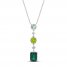 Vibrant Shades Lab-Created Emerald, Peridot, Green Quartz, White Lab-Created Sapphire Necklace Sterling Silver 18"