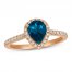 Le Vian Blue Topaz & Diamond Ring 1/3 ct tw 14K Strawberry Gold