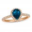 Le Vian Blue Topaz & Diamond Ring 1/3 ct tw 14K Strawberry Gold