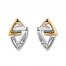 Triangle Earrings with Diamonds Sterling Silver/10K Yellow Gold