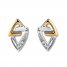Triangle Earrings with Diamonds Sterling Silver/10K Yellow Gold