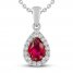 Lab-Created Ruby & White Lab-Created Sapphire Necklace Sterling Silver 18"