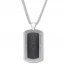 Dog Tag Necklace Black Ion-Plated Stainless Steel 24"