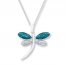 Dragonfly Necklace 1/20 ct tw Blue Diamonds Sterling Silver