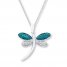 Dragonfly Necklace 1/20 ct tw Blue Diamonds Sterling Silver