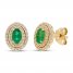 Emerald Earrings 1/3 ct tw Diamonds 10K Yellow Gold