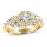 Adrianna Papell Diamond Engagement Ring 7/8 ct tw Princess/Marquise/Round 14K Yellow Gold
