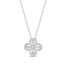 Diamond Clover Necklace 1/5 ct tw Round/Baguette 10K White Gold 18"