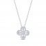 Diamond Clover Necklace 1/5 ct tw Round/Baguette 10K White Gold 18"