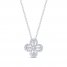Diamond Clover Necklace 1/5 ct tw Round/Baguette 10K White Gold 18"